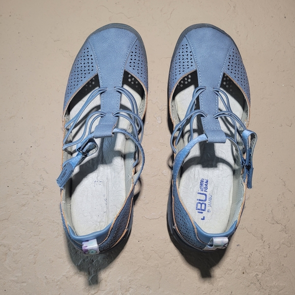 Size 8 W JBU By Jambu Memory Foam Slate Blue Women Sandals - Picture 5 of 7